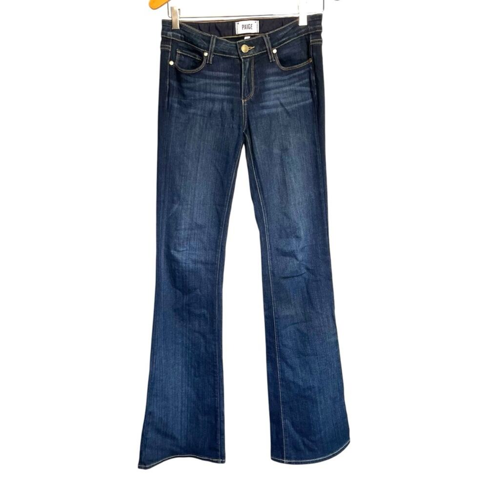 Paige Skyline Boot Cut Transcend Mid Rise Jeans Flare Dark Wash Denim Size 26